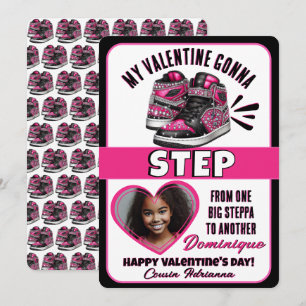 Cartes Pour Fêtes Annuelles Chaud rose/noir Basket photo salle de classe Valen