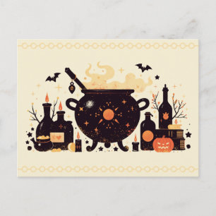 Cartes Pour Fêtes Annuelles Chaudière de sorcière avec potions et sorcellerie