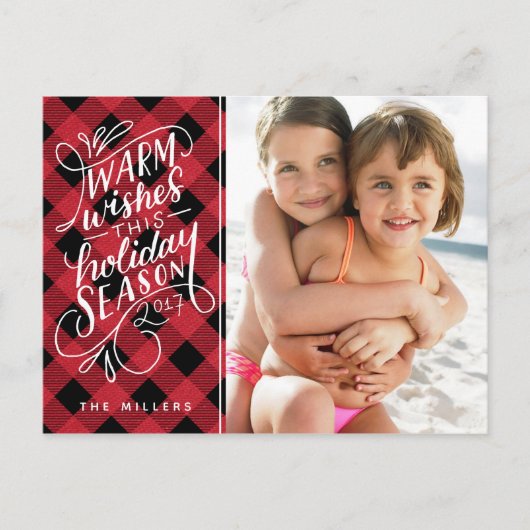 Cartes Pour Fêtes Annuelles Chauffez les souhaits ce plaid marqué avec des (Devant)