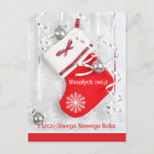 Cartes Pour Fêtes Annuelles Chaussette de Noël, baubles polonais Noël, Nouvel 