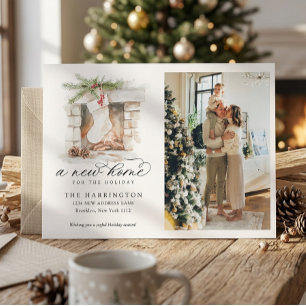 Cartes Pour Fêtes Annuelles Chaussette de Noël Une nouvelle maison Photo Démén