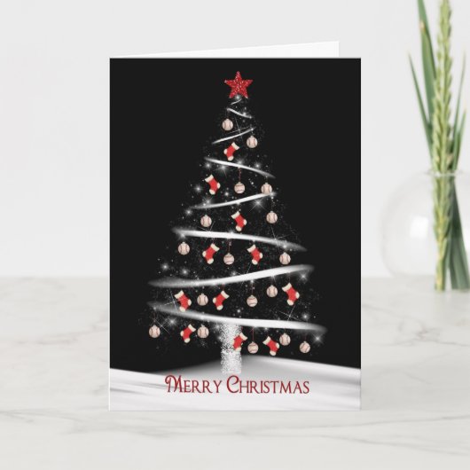 Cartes Pour Fêtes Annuelles Chaussettes de Noël et baseball (Devant)