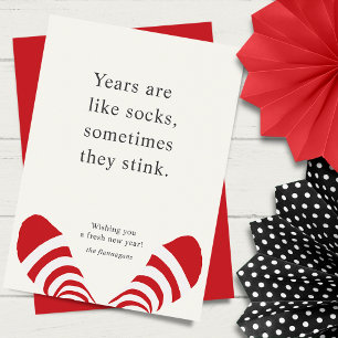 Cartes Pour Fêtes Annuelles Chaussettes drôles du Nouvel An Rouge