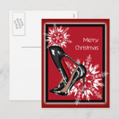 Cartes Pour Fêtes Annuelles Chaussures de Noël Stilettos mode Snowflake Noël (Devant / Derrière)