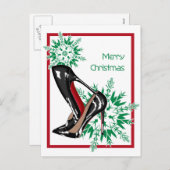 Cartes Pour Fêtes Annuelles Chaussures de Noël Stilettos mode Snowflake Noël (Devant / Derrière)