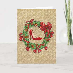 Cartes Pour Fêtes Annuelles Chaussures de talon haut/guirlande rouges de Noël