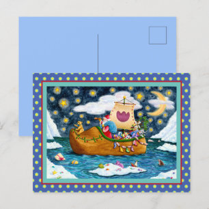 CARTES POUR FÊTES ANNUELLES CHAUSSURES NÉERLANDAISES PÈRE NOËL SHIP, ICEBERGS,