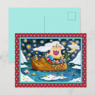 CARTES POUR FÊTES ANNUELLES CHAUSSURES NÉERLANDAISES PÈRE NOËL SHIP, ICEBERGS,