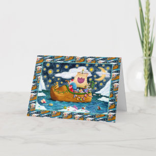 CARTES POUR FÊTES ANNUELLES CHAUSSURES NÉERLANDAISES PÈRE NOËL SHIP, ICEBERGS,
