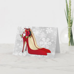 Cartes Pour Fêtes Annuelles Chaussures Red High Heel / Père Noël Elf