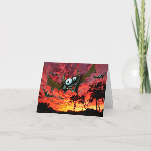 Cartes Pour Fêtes Annuelles Chauves-souris au coucher du soleil