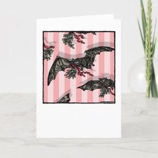 Cartes Pour Fêtes Annuelles Chauves-souris avec Gui - Intérieur Vide Pop Goth
