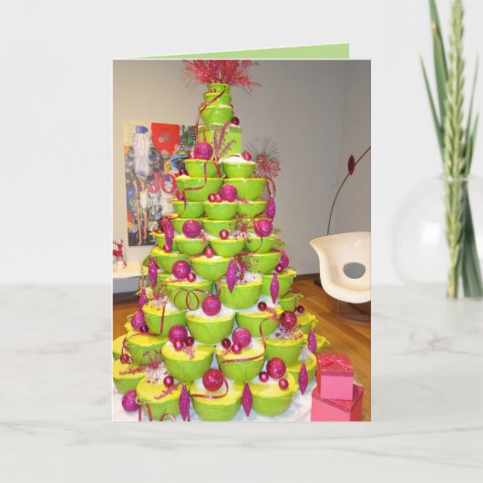 Cartes Pour Fêtes Annuelles Chaux Green & Pink Jingle Bowles de Noël Arbre de (Devant)