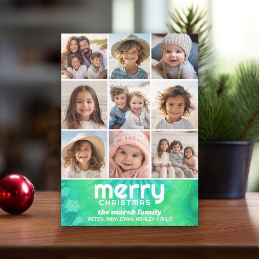 Cartes Pour Fêtes Annuelles Chaux Turquoise Retro Cravate-Dye - Photo Joyeux N