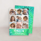 Cartes Pour Fêtes Annuelles Chaux Turquoise Retro Cravate-Dye - Photo Joyeux N