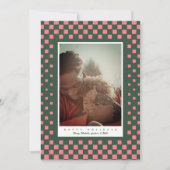 Cartes Pour Fêtes Annuelles Checkers amusants rose et vert (Devant)