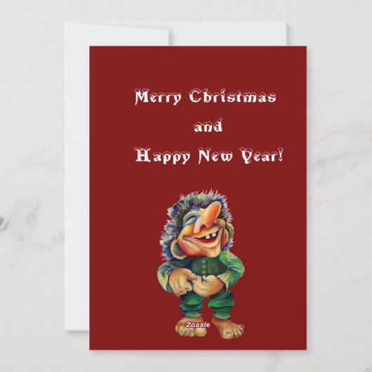 Cartes Pour Fêtes Annuelles Cheeky Christmas Troll et Tree Delight (Dos)