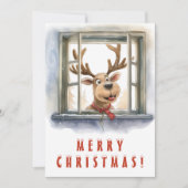 Cartes Pour Fêtes Annuelles Cheeky Reindeer Joyeux Noël (Devant)