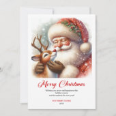 Cartes Pour Fêtes Annuelles Cheerful Santa With Rudolph Fun Christmas Greeting (Devant)