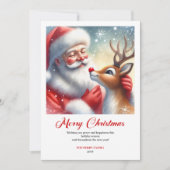Cartes Pour Fêtes Annuelles Cheerful Santa With Rudolph Fun Holiday Greeting (Devant)
