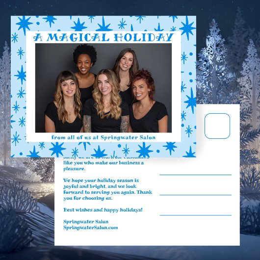 Cartes Pour Fêtes Annuelles Cheerful Stars Blue Christmas Custom Business