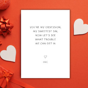 Cartes Pour Fêtes Annuelles Cheesy Cheeky Mon Péché Mignon Saint-Valentin Sale