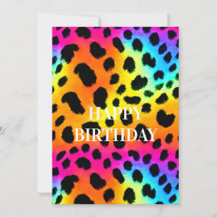 Cartes Pour Fêtes Annuelles Cheetah arc-en-ciel coloré