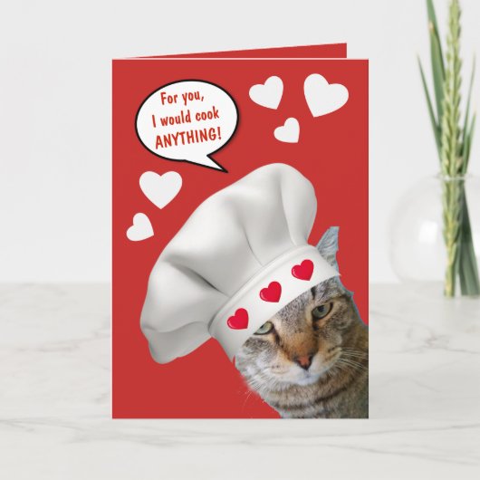 Cartes Pour Fêtes Annuelles Chef Cat Funny Valentine's Day (Devant)