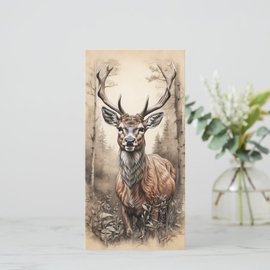 Cartes Pour Fêtes Annuelles Chef-D'Oeuvre Cerf Dans La Forêt (Debout devant)