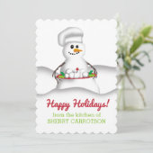 Cartes Pour Fêtes Annuelles Chef Snowman de la cuisine de vacances culinaires (Debout devant)