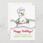 Cartes Pour Fêtes Annuelles Chef Snowman de la cuisine de vacances culinaires (Devant / Derrière)