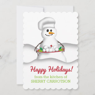 Cartes Pour Fêtes Annuelles Chef Snowman de la cuisine de vacances culinaires