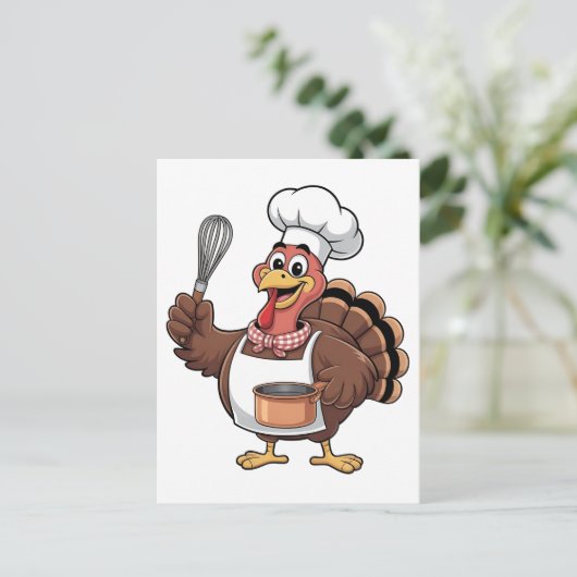 Cartes Pour Fêtes Annuelles Chef Turkey Thanksgiving Cook Gobbler (Debout devant)