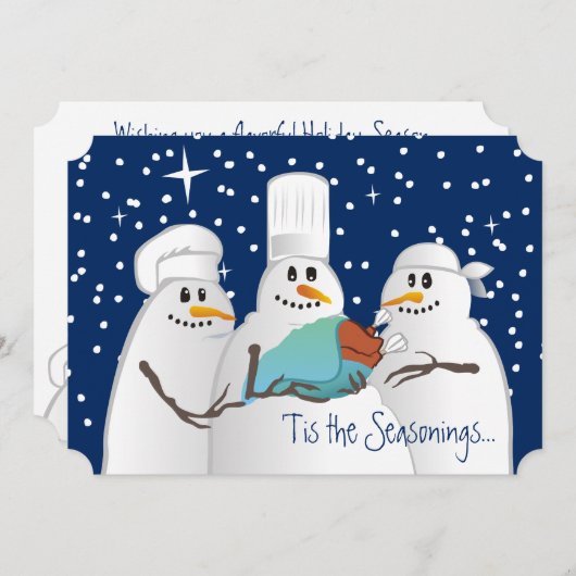 Cartes Pour Fêtes Annuelles Chefs sages neigers dinde cuisine bébé Noël (Devant / Derrière)