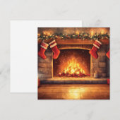 Cartes Pour Fêtes Annuelles Cheminée confortable avec bas suspendus  (Devant / Derrière)