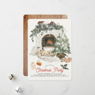 Cartes Pour Fêtes Annuelles Cheminée Cosy Arbre de Noël Fox Fête