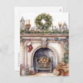 Cartes Pour Fêtes Annuelles Cheminée de fer de Noël (Devant / Derrière)