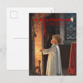 Cartes Pour Fêtes Annuelles Cheminée de Noël, bas et un enfant (Devant / Derrière)