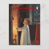 Cartes Pour Fêtes Annuelles Cheminée de Noël, bas et un enfant (Devant)