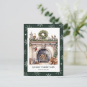 Cartes Pour Fêtes Annuelles Cheminée de Noël Feu de neige vert (Debout devant)