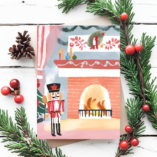 Cartes Pour Fêtes Annuelles Cheminée de Noël | Joyeuse aquarelle
