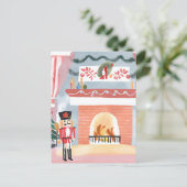 Cartes Pour Fêtes Annuelles Cheminée de Noël | Joyeuse aquarelle (Debout devant)