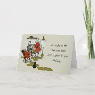 Cartes Pour Fêtes Annuelles Cheminée de Noël victorienne vintage Vieux jours