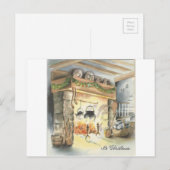 Cartes Pour Fêtes Annuelles Cheminée de Noël Vintage (Devant / Derrière)