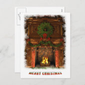 Cartes Pour Fêtes Annuelles Cheminée décorée pour Noël (Devant / Derrière)