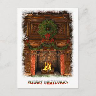 Cartes Pour Fêtes Annuelles Cheminée décorée pour Noël