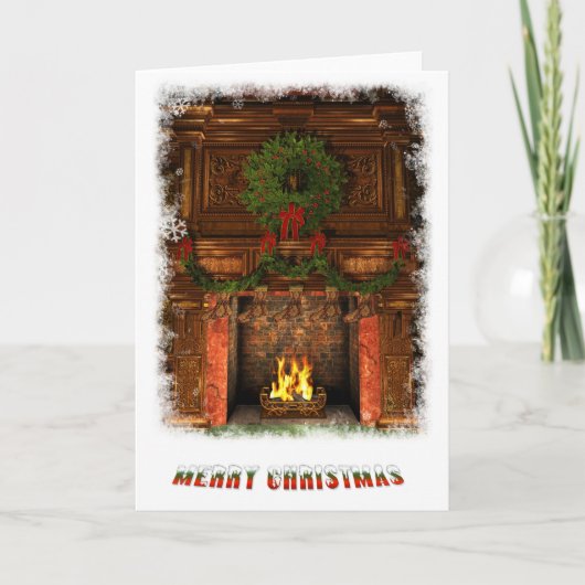 Cartes Pour Fêtes Annuelles Cheminée décorée pour Noël (Devant)