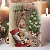 Cartes Pour Fêtes Annuelles Cheminée pour bébé dormant Noël Kitten