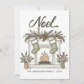 Cartes Pour Fêtes Annuelles Cheminée rustique tirée à la main Noel Noël (Devant)