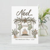 Cartes Pour Fêtes Annuelles Cheminée rustique tirée à la main Noel Noël (Debout devant)